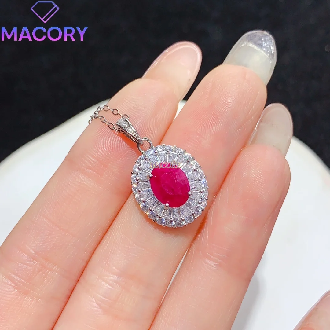 

Серебряный кулон с рубином для женщин, подарок премиум-класса, внимательно отборные яркие цвета, классика высокого качества, в комплекте с сертификатом