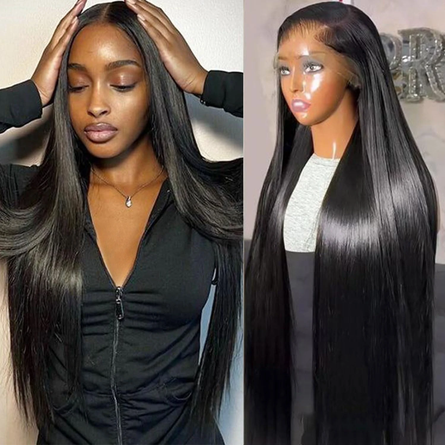 Bone Straight Human Hair Wigs 13X4 Hd Lace Frontal Wig 18-36Inch Pre Plucked Brazilian 13X4 Lace Front Black Wigs For Women