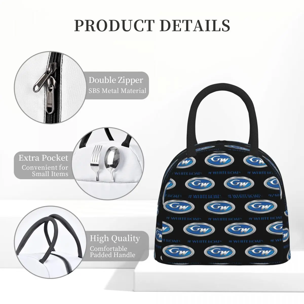 Grady Weiße Boots-Lunch-Taschen, isolierte Bento-Box, wasserdichte Lunch-Tasche, wiederverwendbare Picknick-Taschen, Kühltasche für Frauen, Kinder, Reisen