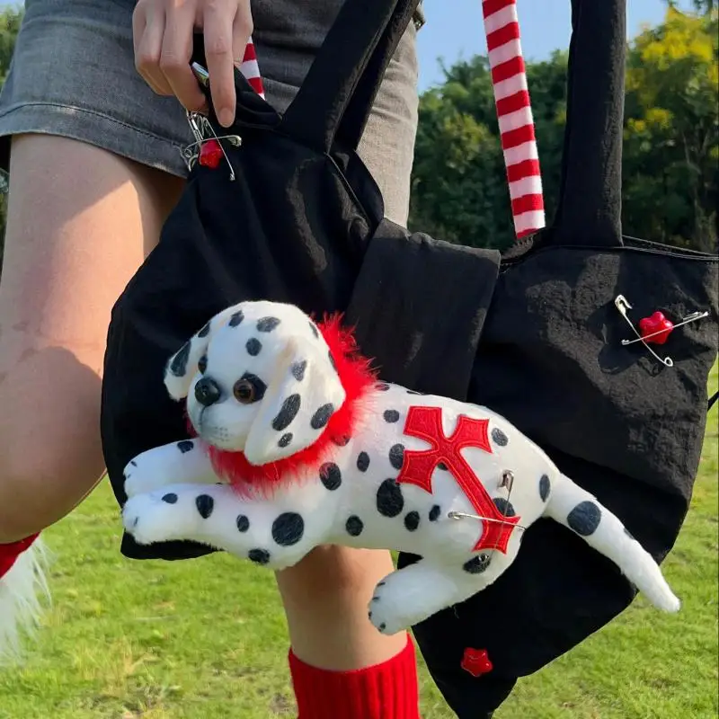 2025 التصميم الأمريكي الأصلي أفقي مربع سعة كبيرة حقيبة يد قماش النايلون دمية شكل تصميم حقيبة كتف مفردة العصرية