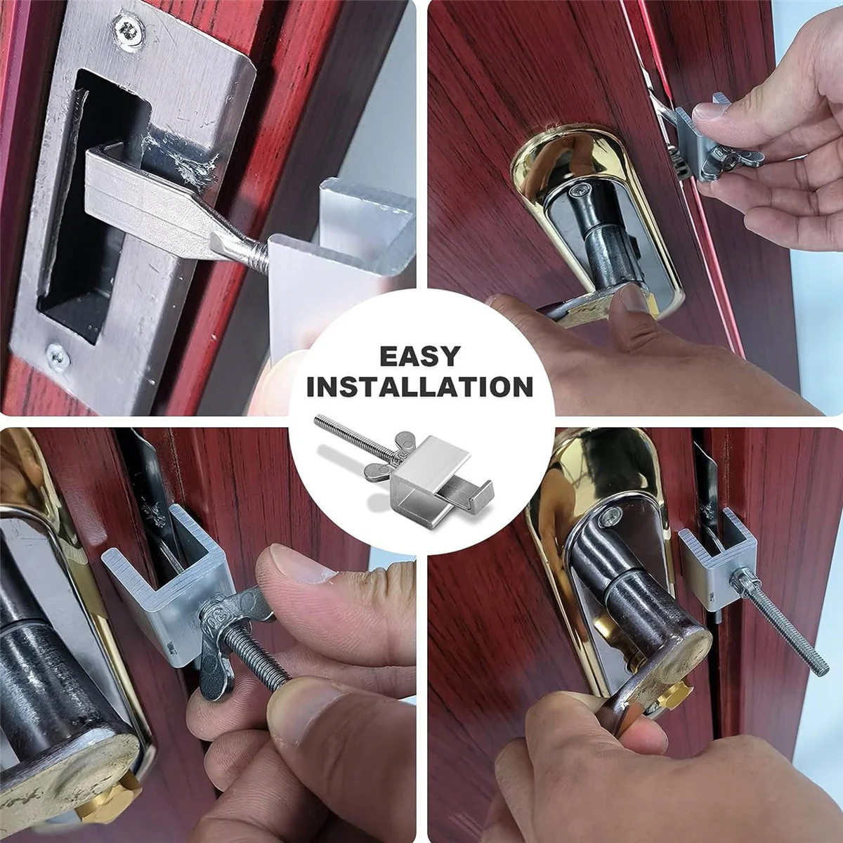 H-W Upgraded Portable Door Lock, Heavy Duty Metal Door Locker for Extra Home Security, Adjustable Travel Door Security