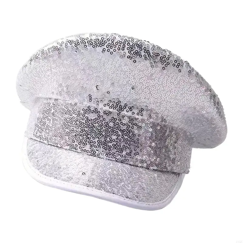 Shimmering Captain Hat Brimmed Cap for Party Styling Stage Costume Photo Props 