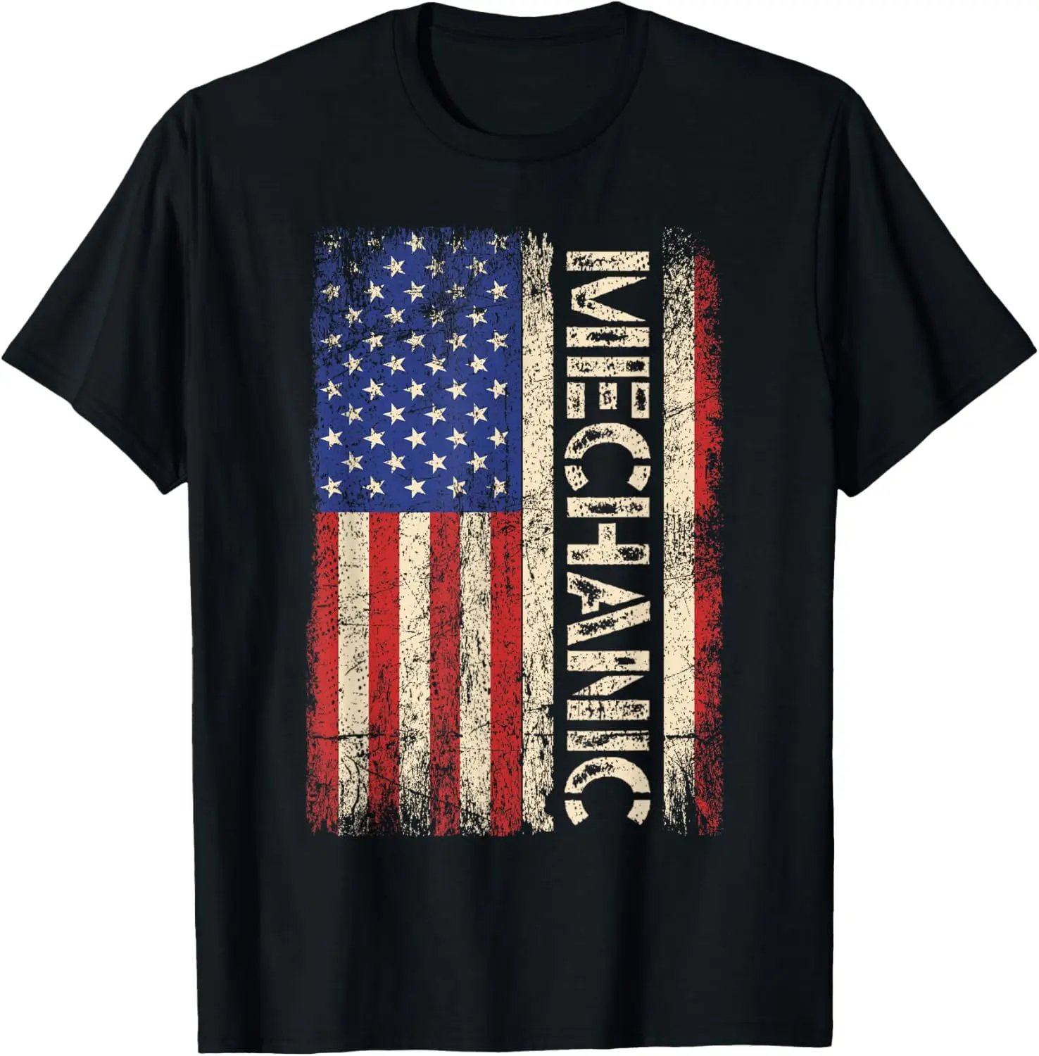 Car Mechanic Wrench Workshop Tools US American Flag Men Tee T-Shirt