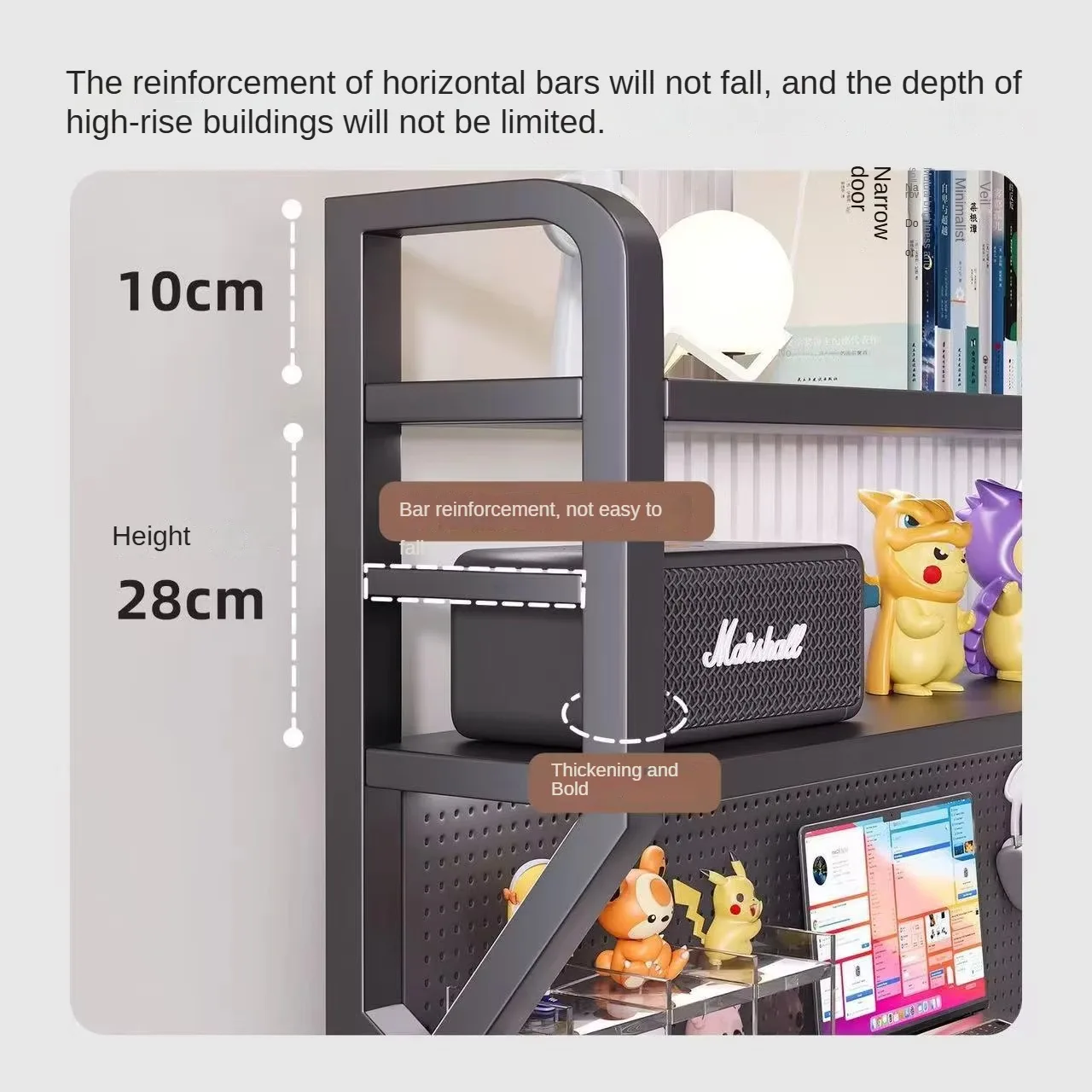 ExtraThick Steel Frame Office Desktop Multi-Layer Bookshelf Student Computer Desk Storage Stand Iron Hole Board Holder