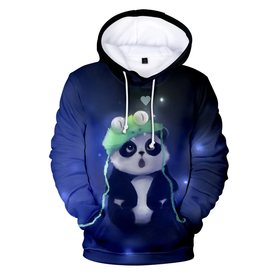 Funny Black Panda Printing Hoodies Fashion Women Men Autumn Winter Sweatshirt Ladies Streetwear Pullover