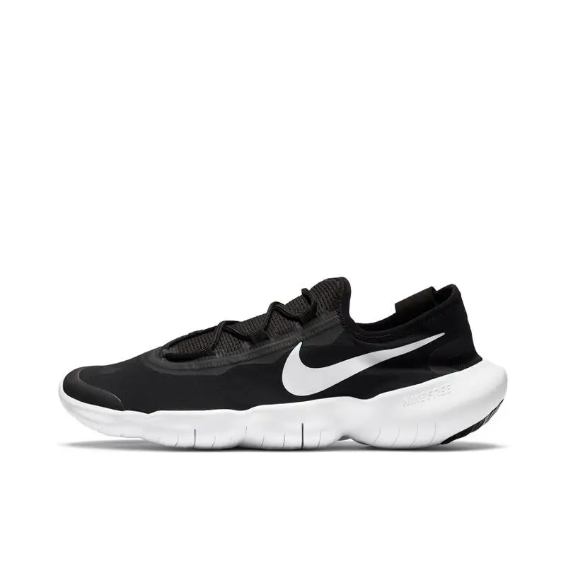 Nike Free RN 5.0 2020 Men's Black and White Cushioned Rebound Lightweight Breathable Casual Comfortable Non-slip Wear Shoes