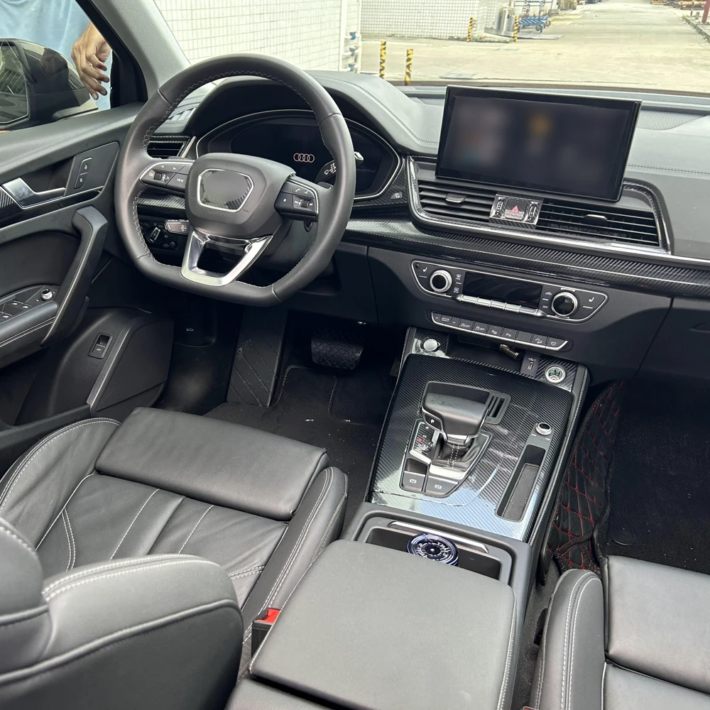 Carbon Fiber Interior car Sticker For Audi Q5 80A 2018-2024 Central Console Gear Shift Panel Door Handle Cover Trim