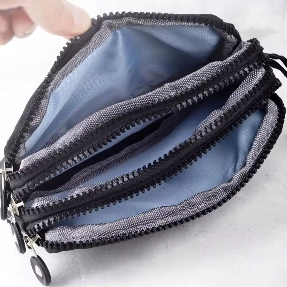 Durable Three Layers Coin Purse Oxford Cloth Zipper Coin Bags Large Capacity Waterproof Print Flower Wallet