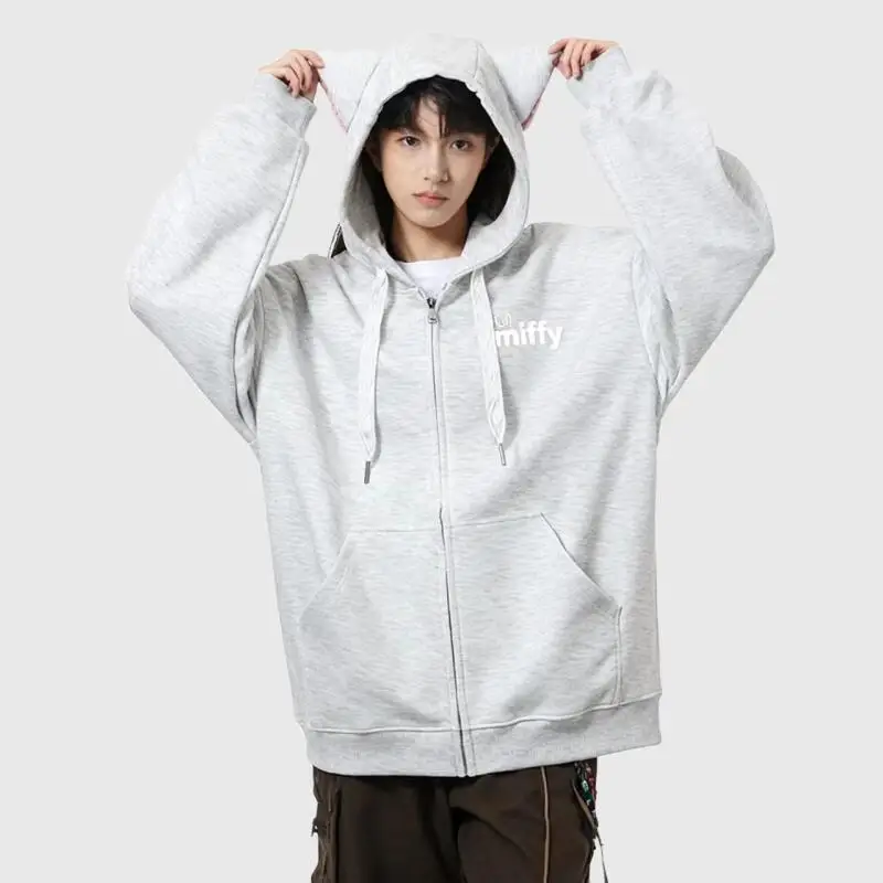 Neue Miffy Hoodie Trendy Marke Casual Jacke Frühling und Herbst Langarm Nette Katze Ohr Lose Zipper strickjacke