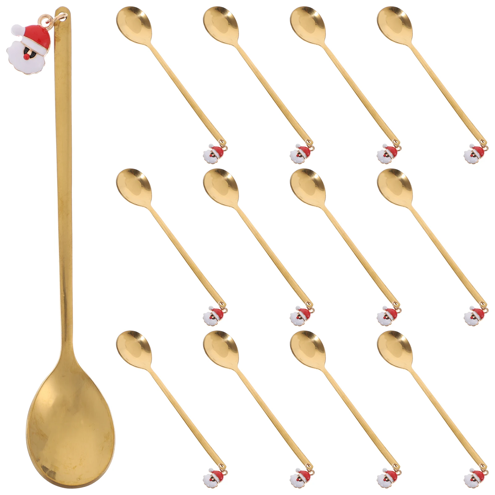 

12 Pcs Christmas Spoon Stainless Spoons Santa Claus Decorative Dessert Long H Beverage Cake Scoops Xmas Mixing