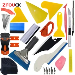 New Car Vinyl Tint Film Installation Tool Kit Rubber Scraper Magnetic Holder Wrapping Sticker Carving Knife with Spare Blades