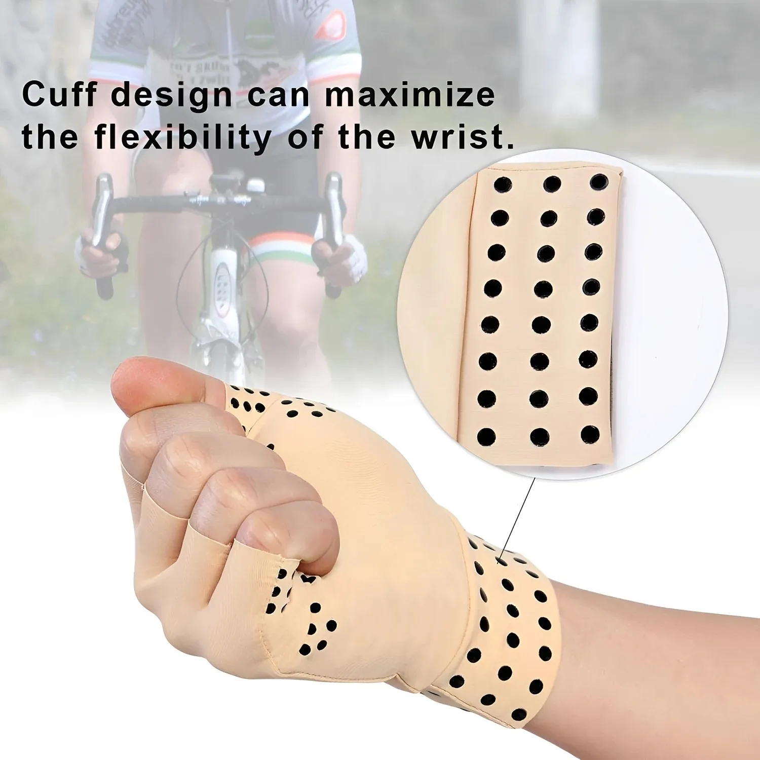 Magnetic Gloves Arthritis Therapy Compression Support Heal Joint Pressure Non-Slip Half-Finger Hand Brace Pain Relief Gloves