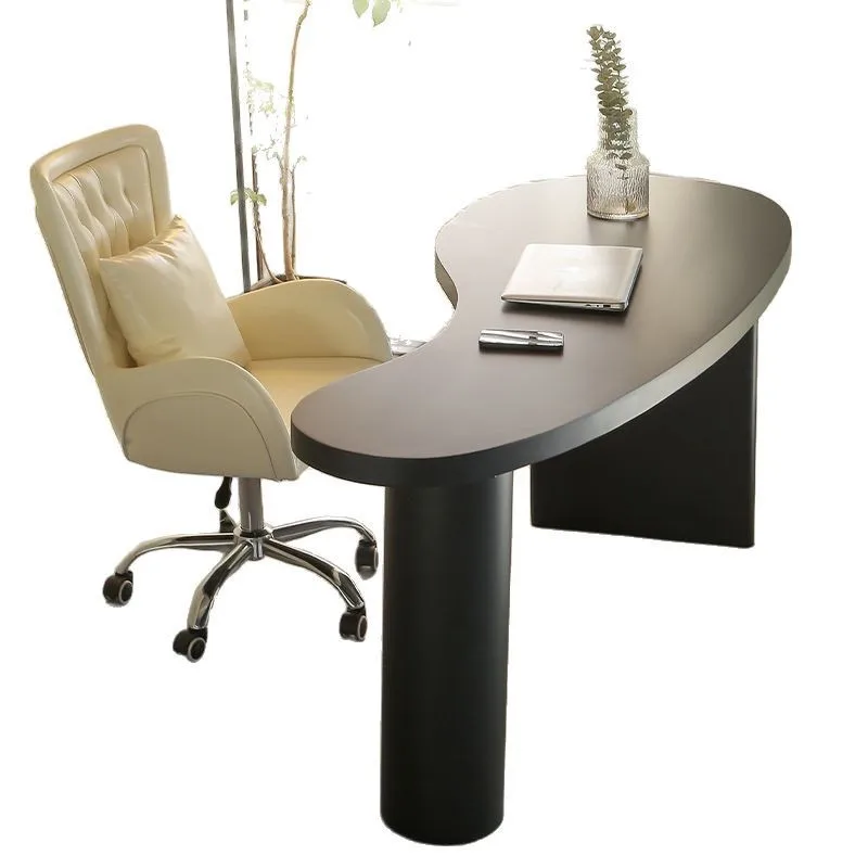 مكتب تنفيذي مصمم جمالي أبيض أسود كبير لألعاب الكمبيوتر المحمول مكتب تنفيذي طاولة كمبيوتر Mesa De Escritorio أثاث المكاتب #6