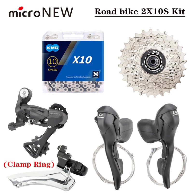 

Road Bicycle 2x10 Speed Groupset MicroNEW 10V Derailleur LTWOO 10S-25/28/32T Cassette X10-116L Chain for Shimano/TIAGRA 4700