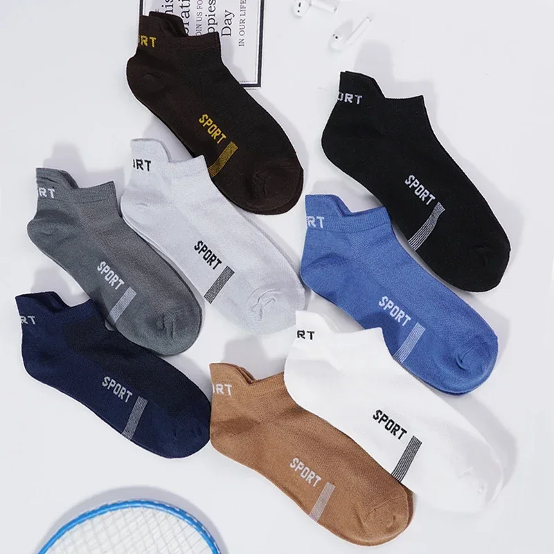 FULSURPRIS Man Casual Mesh Short Sports Socks Cotton Fashion Breathable Comfortable Ankle Sock Male Street Letter High Quality