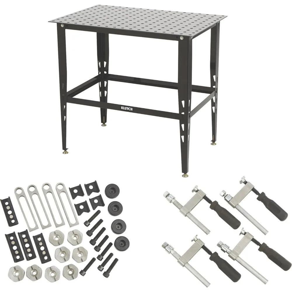 Steel Welding Table, Welding Bench Steel Construction, 600 Lbs Weight Capacity, Standard 16mm Holes, 24-Pc Metal Fit-Up K