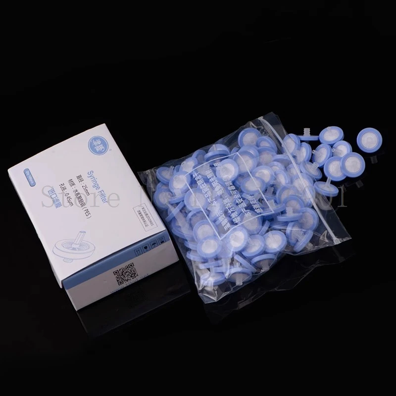 100pcs/lot 13mm/25mm Lab Nylon/PES/PTFE/MCE Millipore Membrane Syringe Filter with 0.22/0.45um Pore Size