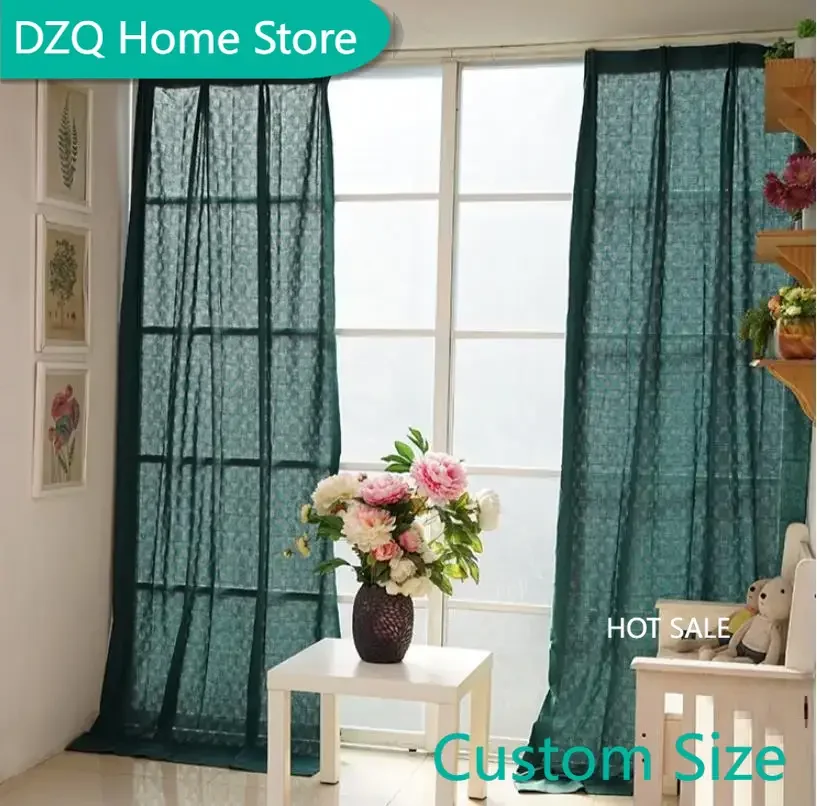 

Set of 2 New 100% Cotton Linen Semi-blackout Curtains, Nordic Solid Color Cloth Drapes for Living Room Bedroom,High-end Cortinas