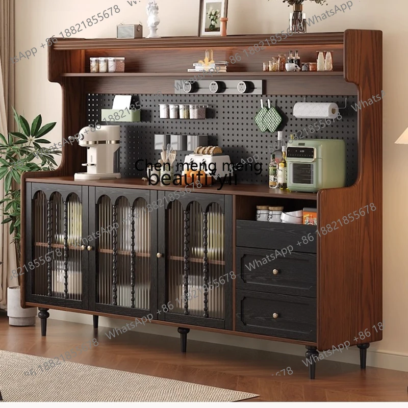 

X Solid Wood Vintage Retro Sideboard Pegboard Home Coffee Machine Kitchen Living Room Wine Cabinet Storage Rack