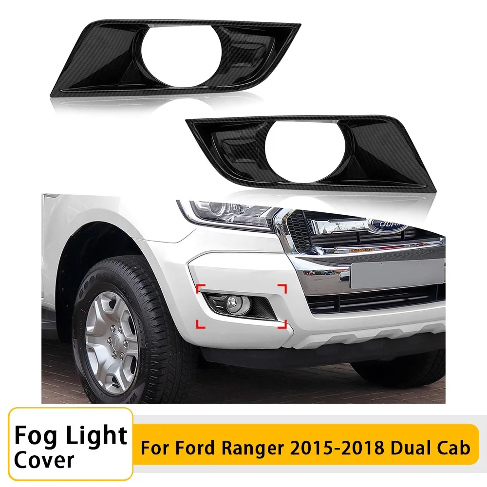 

Carbon Fiber Look Fog Light Cover Guard For Ford Ranger 2015 2016 2017 2018 PX2 MK2 XLT XL LIMITED