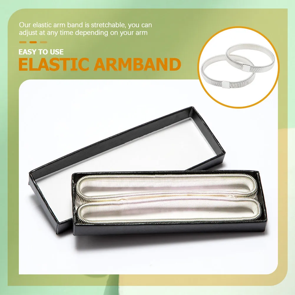 6Pcs Elastic Sleeve Garter Arm Band Cuff for Men Adjustable Spring Wrist Bracelet Fashionable Shirt Sleeve Fixer Arm Jewelry