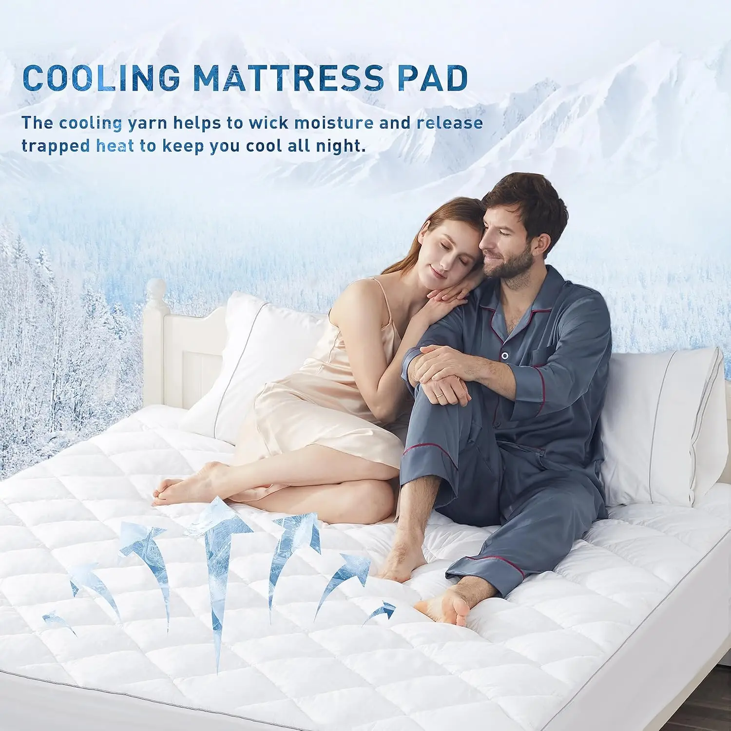 

Sunflower Cooling Quilted King Mattress Protector, Mattress Pad King Chill Soft, King Mattress Cover, 18-22"" Extra Deep Pocket