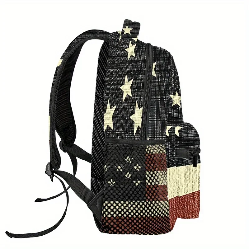Custom Bag American Flag Backpack - Lightweight Travel & Hiking Backpack With Adjustable Straps, Multiple Compartments, And Mesh