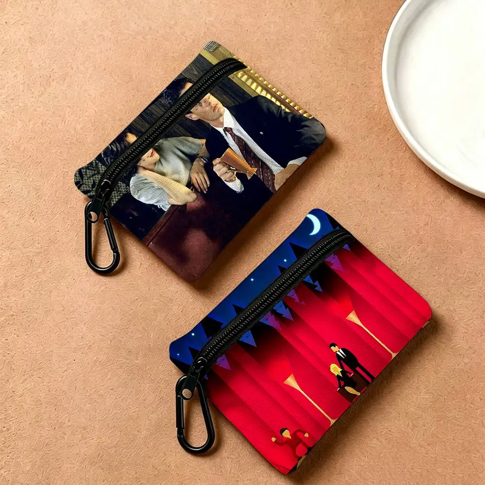 Vintage Twin Peaks Movie Oxford Fabric Mini Coin Wallet Smooth Zipper Hanging Design Multi-use Small Storage Bag For Travel