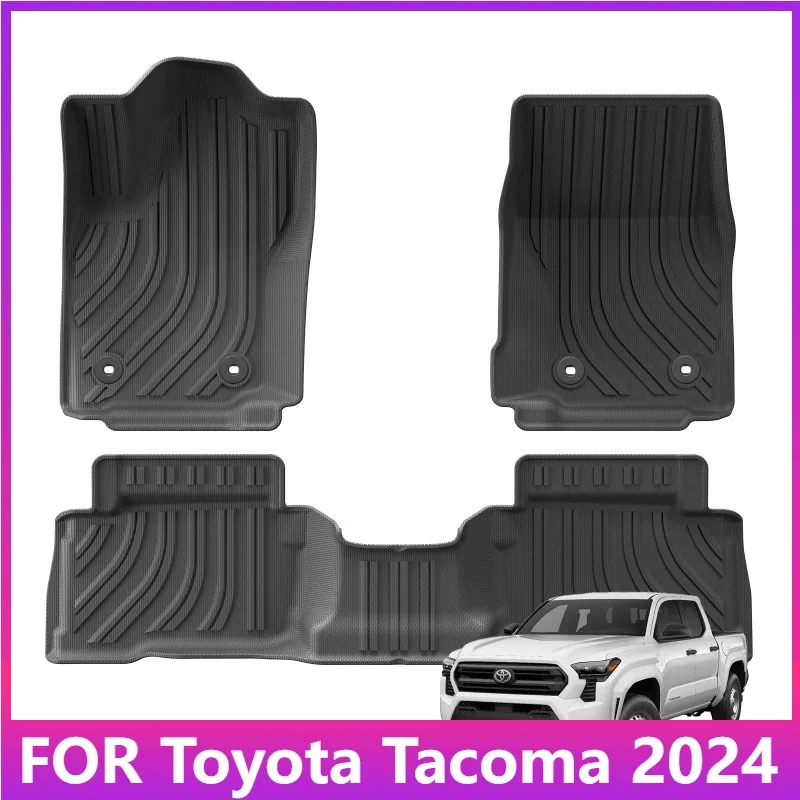 Fußmatten für Toyota Tacoma 2024 (Doppelkabine) Allwetter-Autofußmatten TPE 3D Fußmatte Schwarz Linkslenker Schwarz – Detail 1
