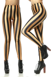 Sexy High Waist Elastic Leggings Fashion Yellow Black Stripe Print Trousers Casual Sports Fitness Leggings Slim Hip-Lift Pants