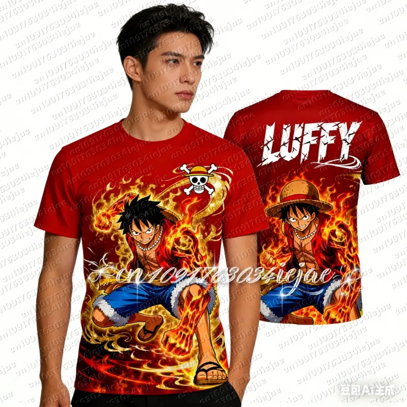 2026 One Piece Luffy Fußballtrikot T-Shirt Kinder Fußball Spezialtrikot Herren/Damen Schnelltrocknend Atmungsaktives T-Shirt