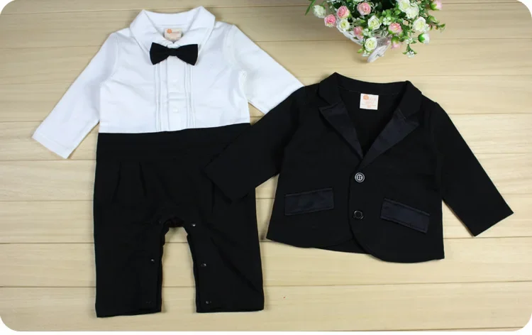 Boss Baby Outfit  Boy Clothes Set Gentleman Romper with Coat Formal Newborn    for Birthday Wedding Party