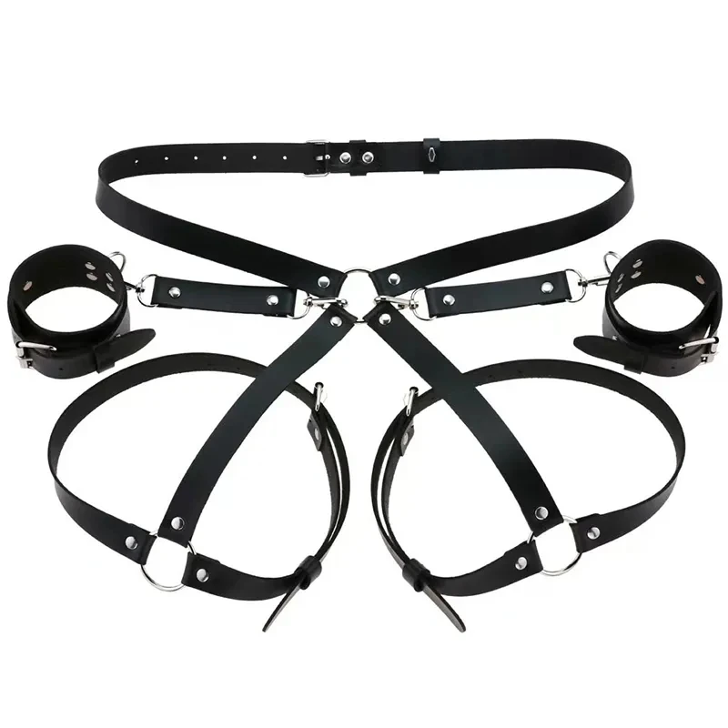 PU Leather Harness Sexy Thigh Garter Belt Body Bondage Women Lingerie Fashion Waist to Leg Sword Belts Gothic Fetish Clothing