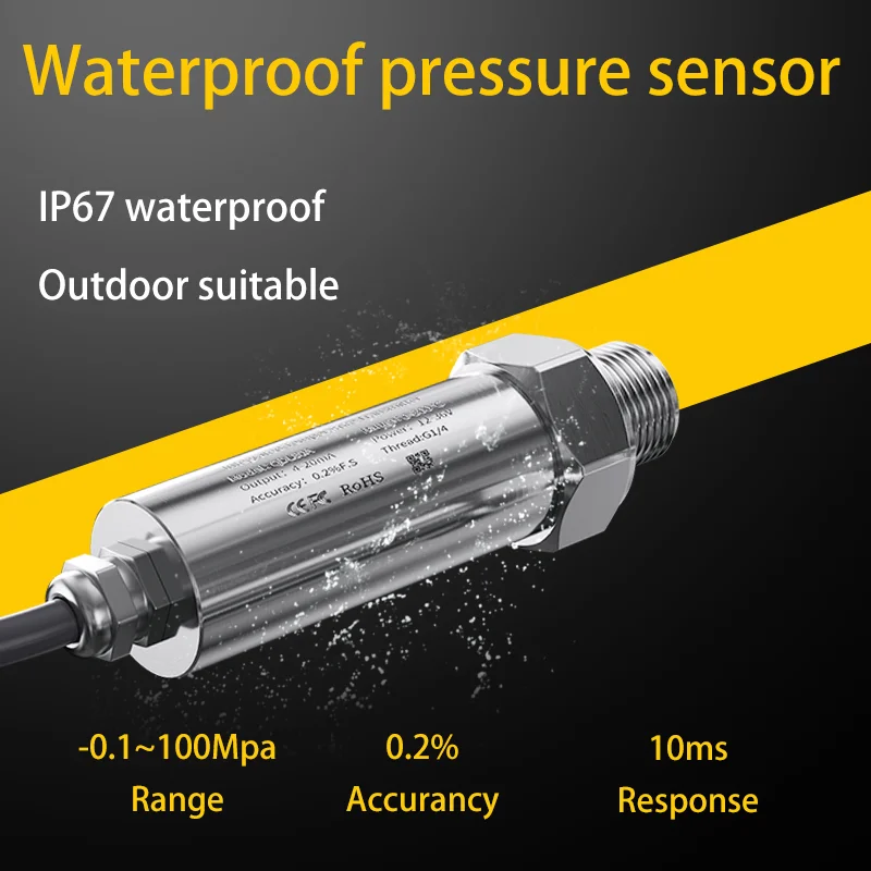 

Резьба G1/4 0-100 бар 0-300 бар 0-600 бар Датчик давления 4-20 мА 0-10 В Датчик давления RS485 Водонепроницаемый датчик давления