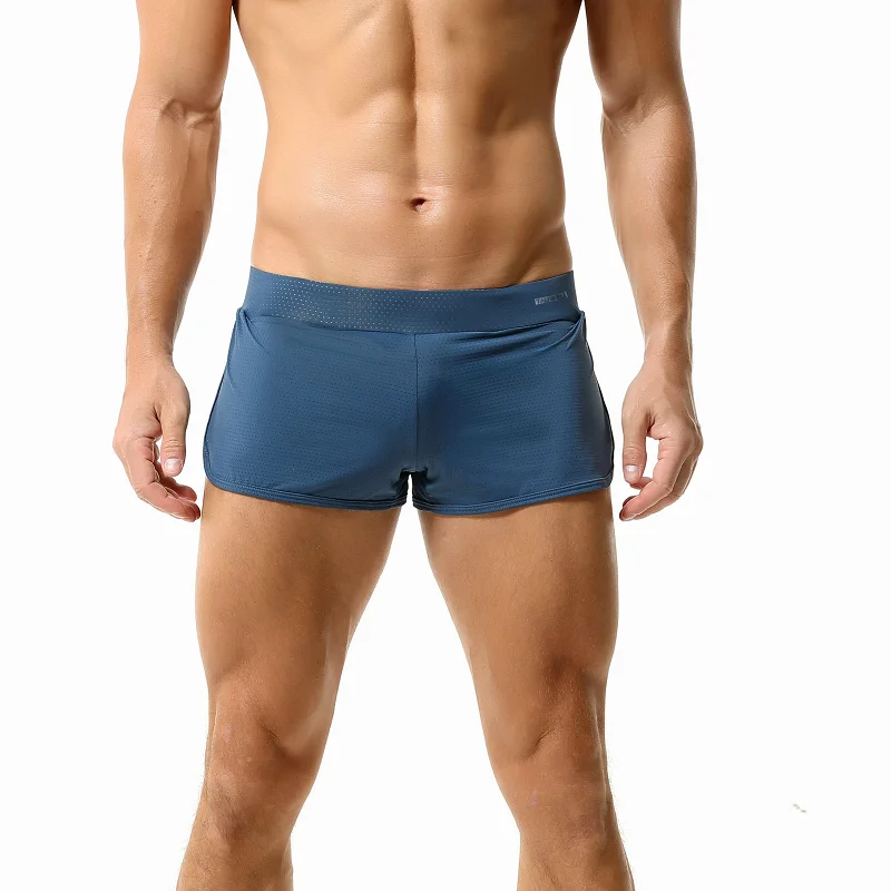 

TAUWELL Running Shorts Men's Flat Corner Pants Loose Home Solid Mesh Breathable Medium Low Waist Quick Dry High Elastic Ca