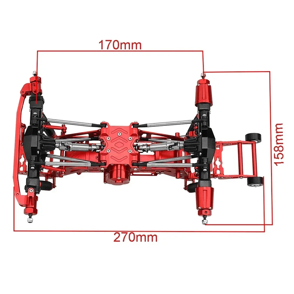 Metalowa rama podwozia z osiami Skrzynia biegów do RC 1/18 LOSI Mini LMT 1/18 Szczotkowana ciężarówka Monster Truck Część ze stopu aluminium