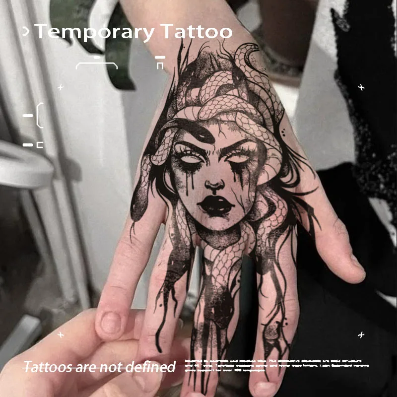 Greek Myth Herbal Juice Tattoo Sticker Medusa Design Temporary Tattoos for Men Women Body Art Waterproof Fake Tattoos Y2k Gifts