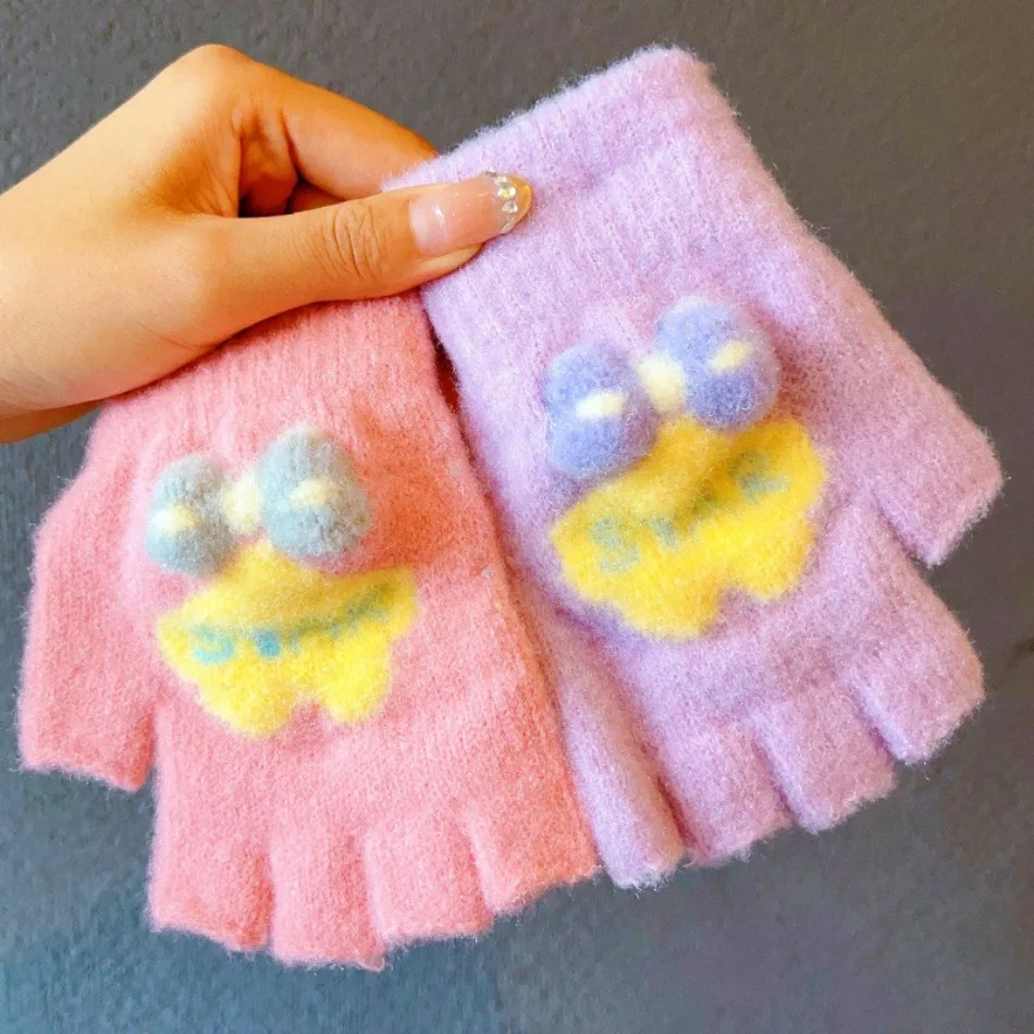 

Зимние детские перчатки для девочек, милый чехол на пять пальцев для мальчиков и девочек, защита от холода, защита от морщин, теплый чехол на половину пальца HP01