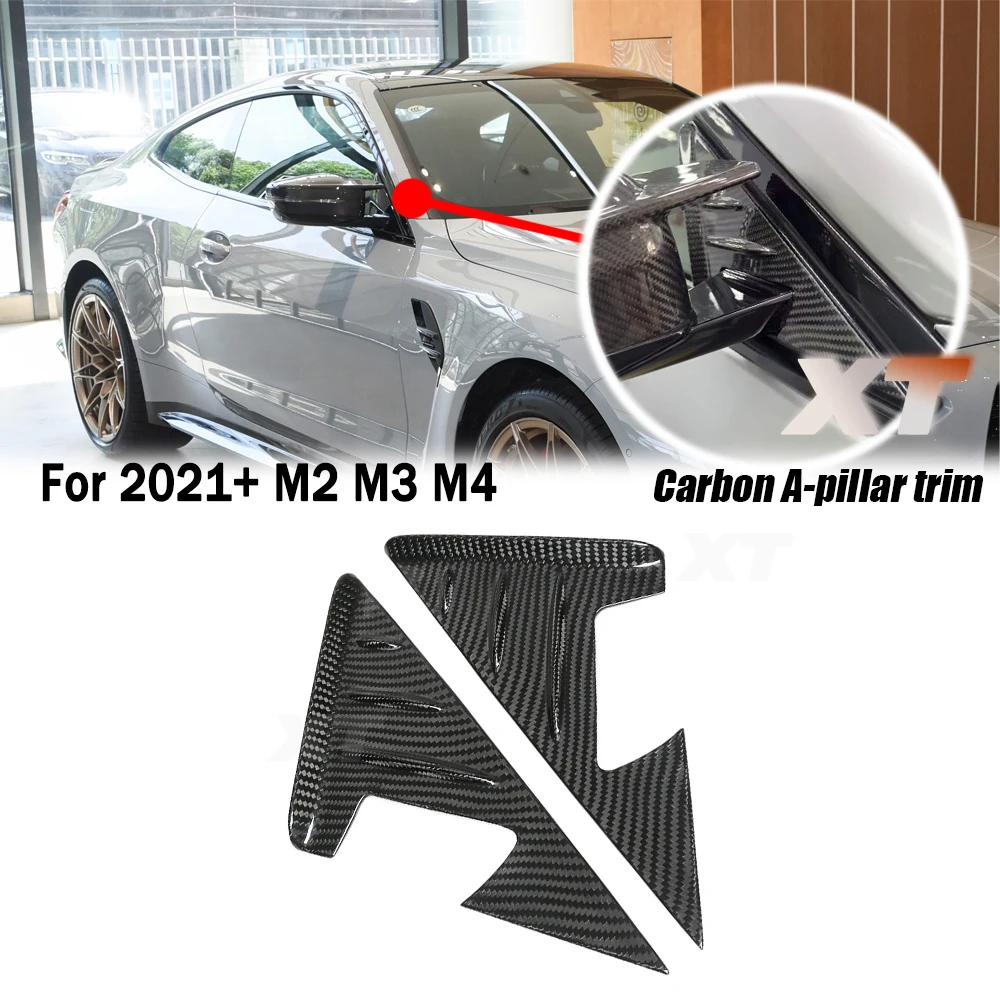 

M2 M3 M4 For BMW 2021+ G87 G80 G81 G82 G83 Dry Carbon Fiber A-Pillar Trim Cover Anti-Collision Beam Overlay Sticker Easy Install