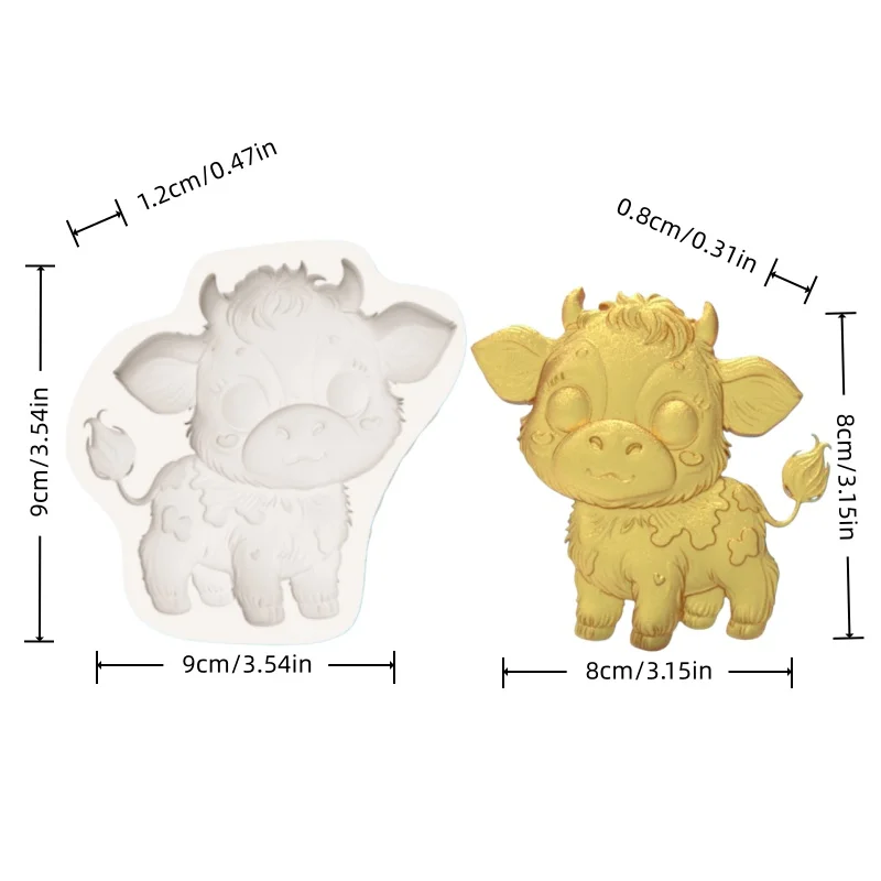 Cute Cow-Shaped Mold Cartoon Calf Chocolate Fondant Cake Cookie Creative Shape Silicone Mold