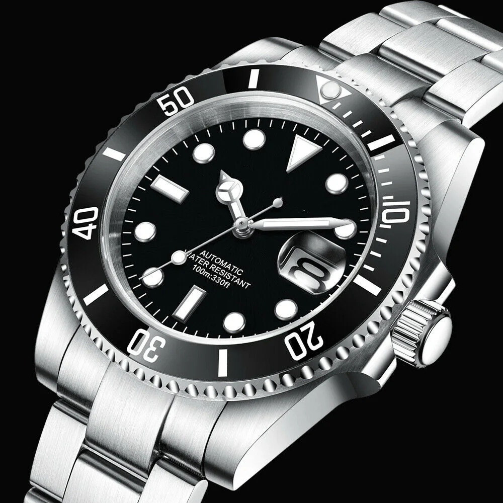 40mm Luxury Fashion Men's Automatic Mechanical Watch Sport Diving Watch Sapphire Ceramic Bezel Male Clock SUB Luminous Reloj