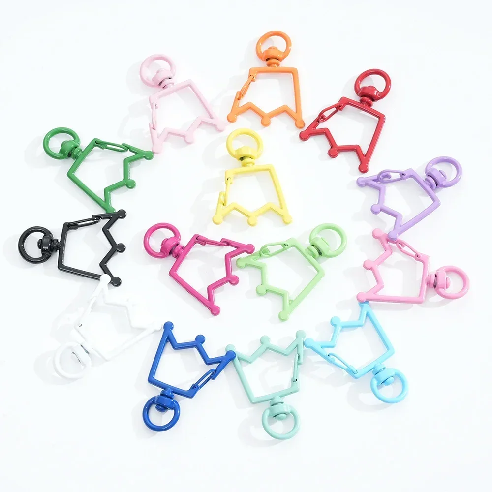 Crown Shape Lobster Clasp Hooks Trigger Clips Buckles Spring Buckle Snap Hook Split Key Ring For Diy Keychain Accessories