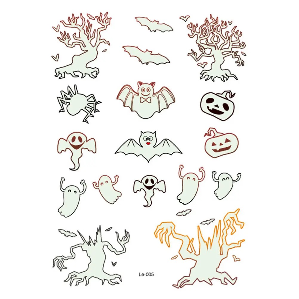 

4 PCS Glow in The Dark Stickers Festival Halloween Decorations Face Decals Cute for