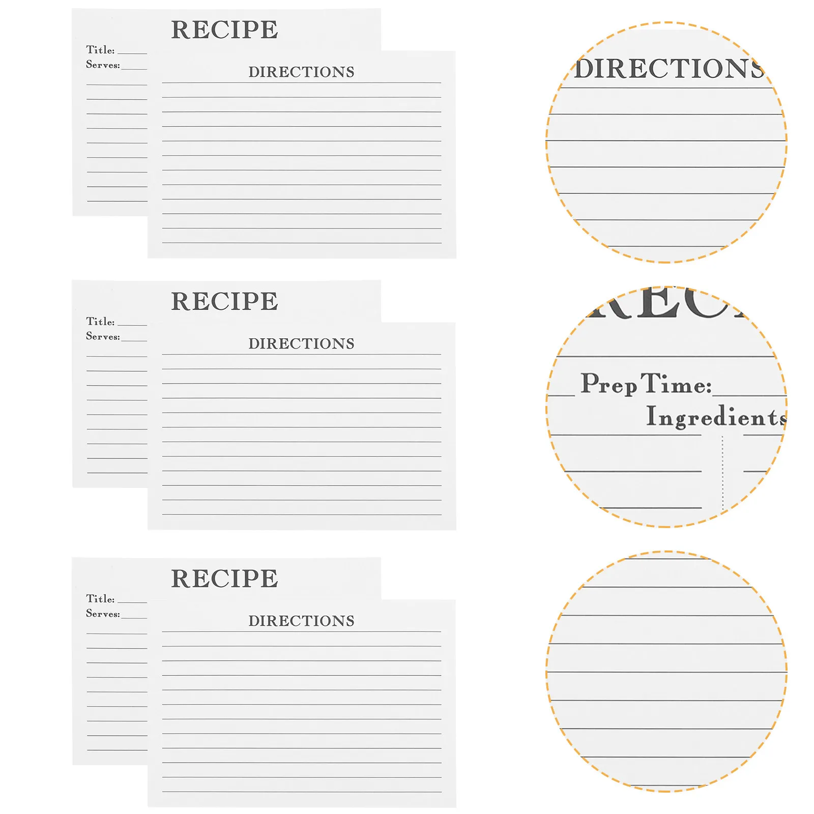 50Pcs Decorative Recipe Cards Heavyweight Paper Portable Kitchen Accessories for Recording Recipes Travel Notes Diary Dietary