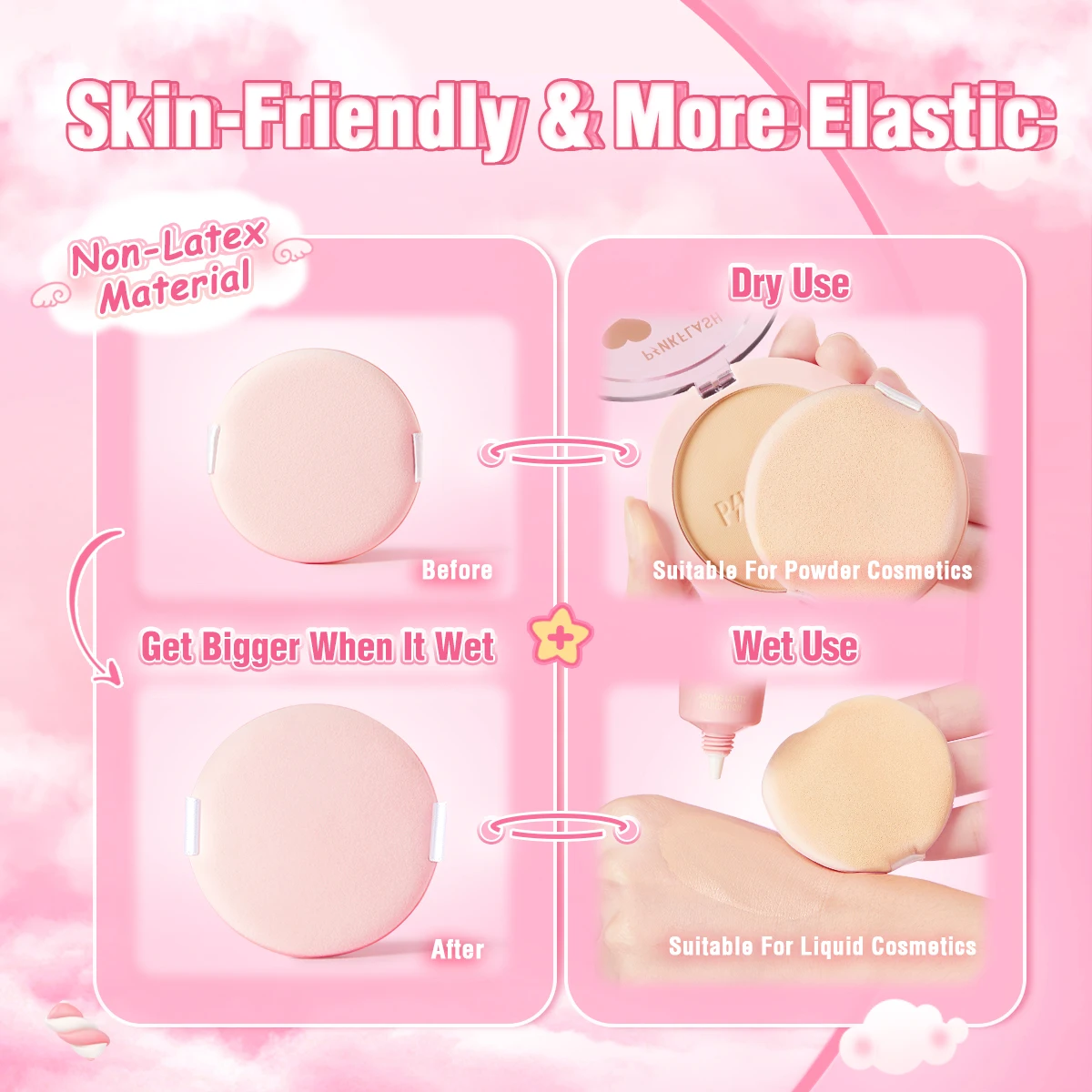 PINKFLASH Portable Marshmallow Cosmetic Puff Multipurpose Wet Dry Multi-use Makeup Powder Puff Beauty Makeup Tools Accessories