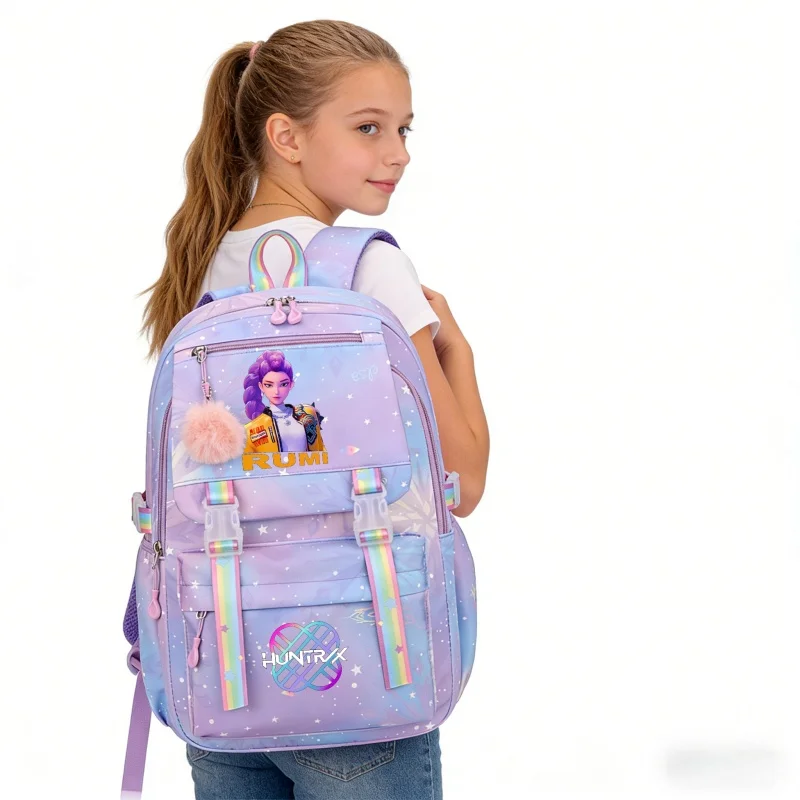 Рюкзаки KPop Demon Hunters с красочным принтом, повседневные вместительные школьные сумки для ноутбуков Rumi Mira Zoey, легкие дорожные сумки Mochilas