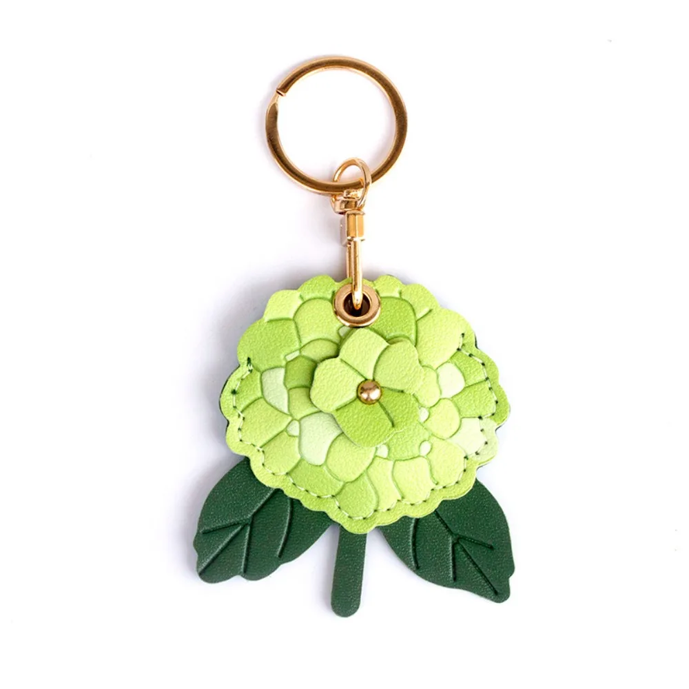 Hydrangea Design Access Control Card Cover Practical Hanging Accessories Key Tag Ring PU Anti-Drop for Airtag Protective Cover