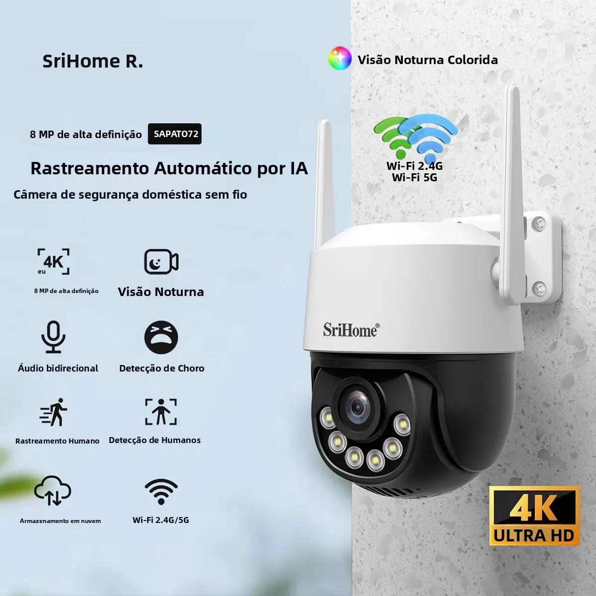 srihome-sh072-8mp-4k-ip-camera-24g-5g-wifi-crying-detection-ptz-camera-smart-home-outdoor-wireless-camera-surveillance-monitor