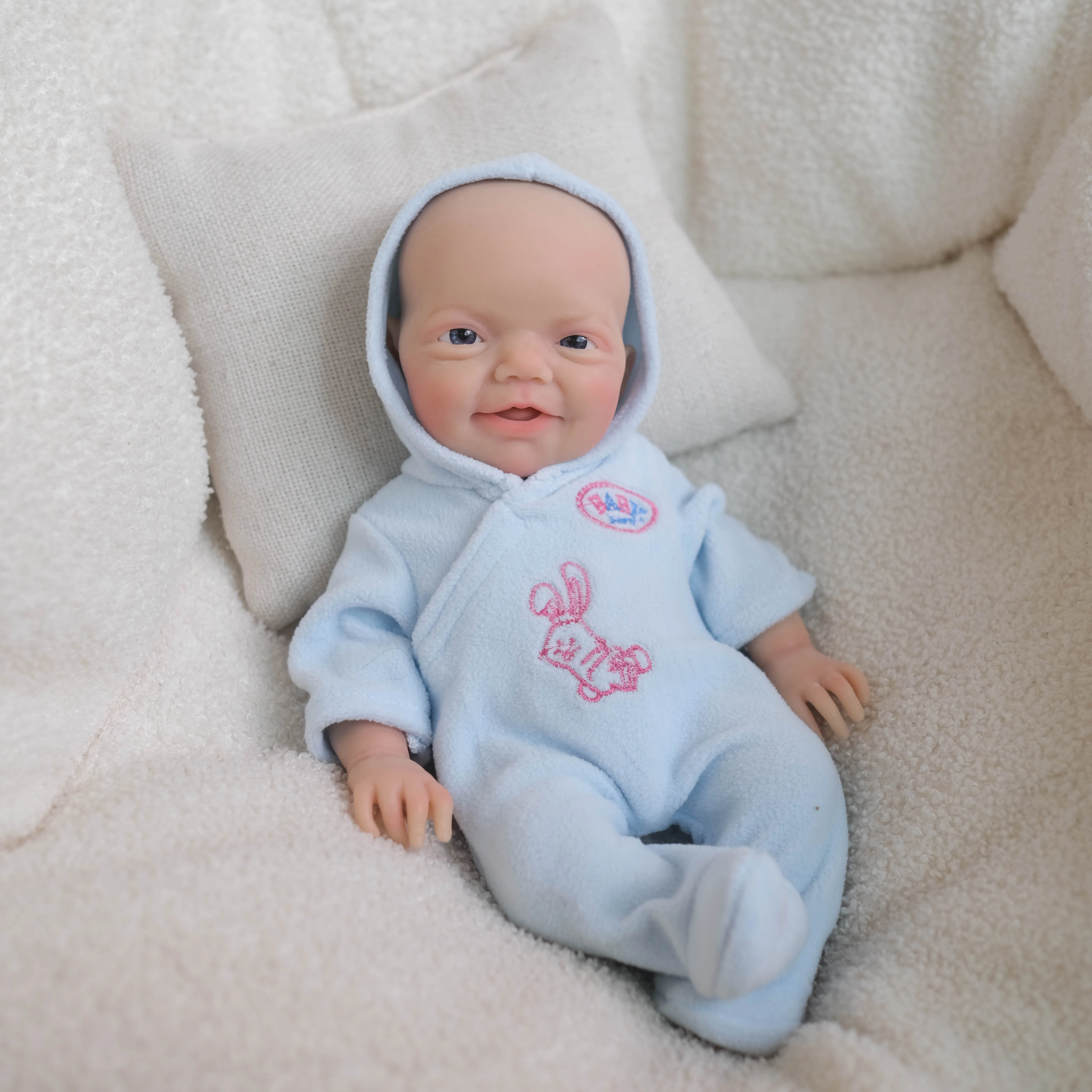 NPK 8inch Solid Silicone Baby Doll Charlie Super Soft Squishy Elastic Platinum Silicone Weighted 320 Grams