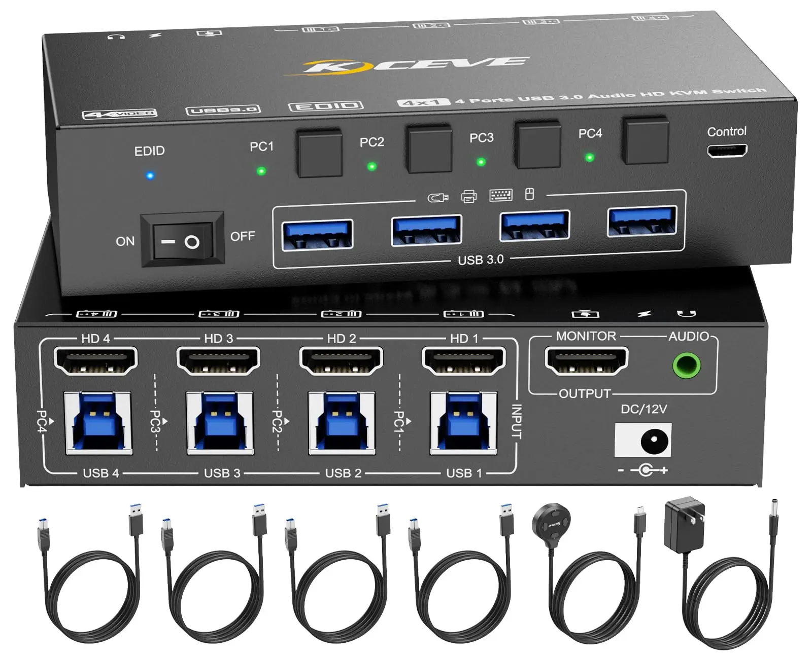 Imagem -01 - Switch Kvm Hdmi com Áudio para Computadores Simulação Edid Usb 3.0 Portas pc Share Monitor Teclado Mouse Headset switch kvm hdmi com audio para computadores simulacao edid usb 30 portas pc share monitor teclado mouse headset 01